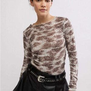 Free People - Printed Gold Rush Long Sleeve Top Alabaster Combo